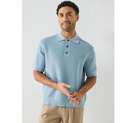Selected Dane Short Sleeve Relaxed Fit Polo Shirt, Dusty Blue, Size Xl, Men Dusty Blue