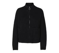 SELECTED FEMME Womens Slfsia Ras Ls Knit Zipper Noos Cardigan Sweater, Black, XS UK