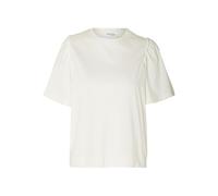 SELECTED FEMME Female Ruched Cotton T-Shirt Snow White