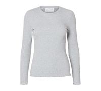 SELECTED FEMME Female Top with Long Sleeves Ribbed, Light Grey Mix, XL