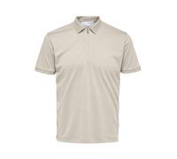 SELECTED FEMME Men's Slhfave Zip SS Polo Shirt, Oatmeal, M