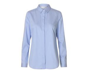 SELECTED FEMME Slfromie LS Striped Fitted Shirt Noos, Bright White, 14