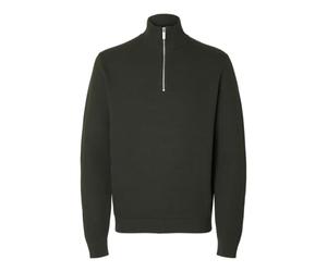 SELECTED FEMME Slhdane LS Knit Structure Half Zip Noos, deep Forest, S