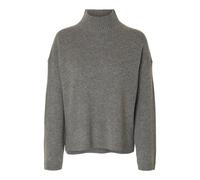 SELECTED FEMME Women's Slfcille Ls Knit High Neck Noos, Medium Grey Melange, L