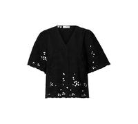 SELECTED FEMME Women's Slfdahlia Ss Broderi Shirt Noos, Black, 14