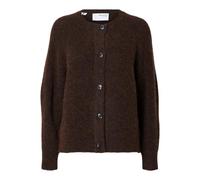 SELECTED FEMME Women's Slflulu Ls Knit Short Cardigan B Noos Sweater, Coffee Bean/Detail: Melange, S