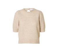 SELECTED FEMME Women's Slflulu Ss Open Back Knit O-Neck Noos Jumper, Birch/Detail: Melange, S