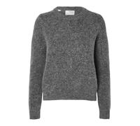 SELECTED FEMME Women's Slfsia Ras Ls Knit O-Neck Noos Jumper, Medium Grey Melange, L