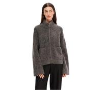 SELECTED FEMME Women's Slfsia Ras Ls Knit Zipper Cardigan Noos Sweater, Medium Grey Melange, S
