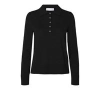 SELECTED FEMME Women's Slfthea LS Knit Merino Collar Neck Noos, Black, M