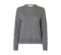 SELECTED FEMME Women's Slfthea Ls Knit Merino O-Neck Noos, Medium Grey Melange, S