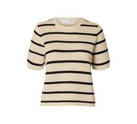 SELECTED FEMME Women's Slfvinna SS Structure Knit O-Neck Noos, Birch, L