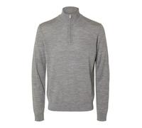 SELECTED HOMME Male Half-Zip Pullover 100% Merino Wool, Medium Grey Melange, S