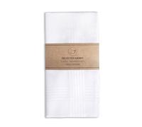 Selected Hanky 100% Cotton Men's Handkerchiefs White with Stich 12 Pieces - White -