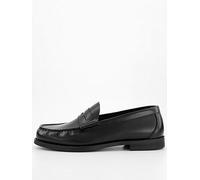 Selected Homme Billy Leather Penny Loafer Formal Shoes, Black, Size 9, Men Black