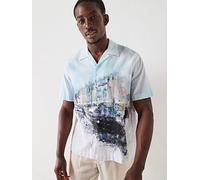 Selected Homme Carl Relaxed Fit Aop Short Sleeve Shirt - Cashmere Blue Aop, Cashmere Blue Aop, Size L, Men Cashmere Blue Aop