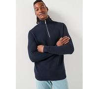 Selected Homme Dane Half Zip Knitted Jumper, Navy, Size S, Men Navy