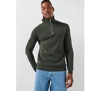 Selected Homme Dane Long Sleeve Half Zip Knitted Jumper, Dark Green, Size M, Men Dark Green