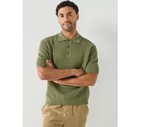Selected Homme Dane Short Sleeve Relaxed Fit Polo Shirt, Deep Lichen Green, Size M, Men Deep Lichen Green