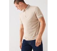 Selected Homme Fave Zip Polo Shirt - Beige, Beige, Size S, Men Beige