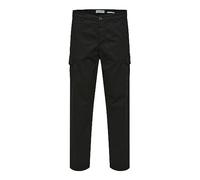 SELECTED HOMME Male Cargo Trousers 172 Slim Tapered Fit, Black, 36 W/32 L