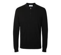 Selected Homme Male Long Sleeve Knit Polo Shirt, Black, S