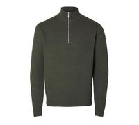 SELETED HOMME Men's Slhdane Ls Knit Structure Half Zip Noos Pullover Sweater, Forest Night, S