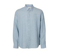 Selected Regkylian Linen Classic Long Sleeve Shirt Blue L Men