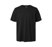 SELECTED HOMME Men's Slhaspen Slub Ss O-Neck Tee Noos T-Shirt, Black, M