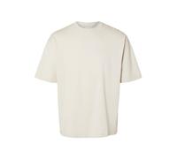 SELECTED HOMME Male T-Shirt Oversized Short Sleeve, Oatmeal, M