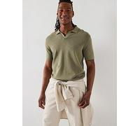 Selected Homme Mattis Short Sleeve Open Collar Knitted Polo - Light Khaki, Light Khaki, Size S, Men Light Khaki