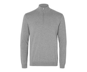 SELECTED HOMME Men's SLHBERG Half Zip Cardigan B NOOS Cardigan Sweater, Medium Grey Melange, S