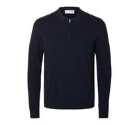 SELECTED HOMME Men's Slhberg Ls Half Zip Polo Noos Shirt, Navy Blazer/Detail: Melange, M