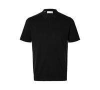 SELETED HOMME Men's Slhberg Ss Knit Polo Noos Shirt, Black, L