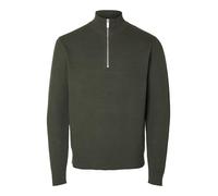 SELETED HOMME Men's Slhdane Ls Knit Structure Half Zip Noos Pullover Sweater, Forest Night, S