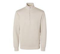 SELECTED HOMME Men's Slhemanuel Soft Zip High Neck Sweat Noos Sweatshirt, Pure Cashmere, L