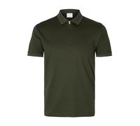 SELETED HOMME Men's Slhfave Zip Ss Polo Noos Shirt, Forest Night, S