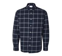 SELECTED HOMME Men's SLHSLIMOWEN-Flannel Shirt LS NOOS, Dark Sapphire/Checks:Simple, L