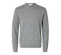 SELECTED HOMME Men's Slhtray Ls Knit Merino Crew Neck Noos Pullover Sweater, Medium Grey Melange, XXL