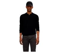 SELETED HOMME Men's Slhtray Ls Knit Merino Polo Noos Pullover Sweater, Black, S