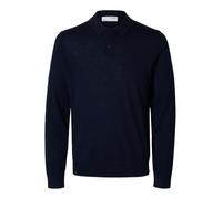 SELECTED HOMME Men's Slhtray Ls Knit Merino Polo Noos Pullover Sweater, Blazer Navy, M