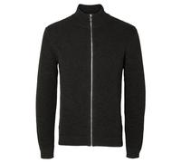 SELETED HOMME Men's Slhvince Ls Knit Bubble Full Zip Noos Cardigan Sweater, Peat/Detail: Dark Sapphire Twist, M