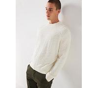 Selected Homme Philip Long Sleeve Relaxed Fit Knitted Jumper - Cream, Cream, Size S, Men Cream