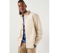 Selected Homme Travis Twill Plain Over Shirt, Beige, Size M, Men Beige