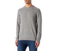 SELECTED HOMME WHITE Men's SLHNEWCOBAN Lambs Wool Crew Neck W Pullover Sweater, Medium Grey Melange/Detail:Bone White, XXL