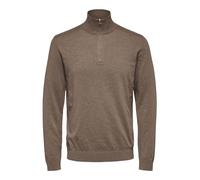 SELECTED HOMME Slhberg Men's Half Zip Cardigan B Noos Pullover, Teak/Detail: Melange, XL