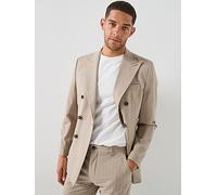 Selected Liam Pinstripe Double Breasted Suit Jacket, Sand, Size 48, Men And