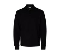 SELECTED MEN Slhemanuel Soft Polo Zip Sweat Noos, Black, XL