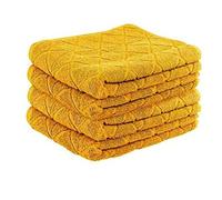 Selected New Luxuries 600gsm Egyptian Cotton 4Pack Soft GEO Triangle Geometric Absorbent Towels Set (Ochre Mustard, 4 x Bath Sheets 90 x 140 cm)