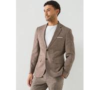 Selected Oasis Slim Fit Linen Blazer, Dark Sand Melange, Size 48, Men Dark Sand Melange